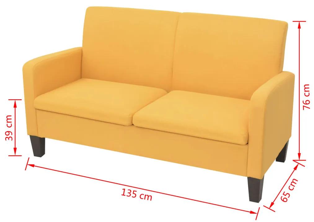 Canapea cu 2 locuri, 135 x 65 x 76 cm, galben Galben, Canapea cu 2 locuri