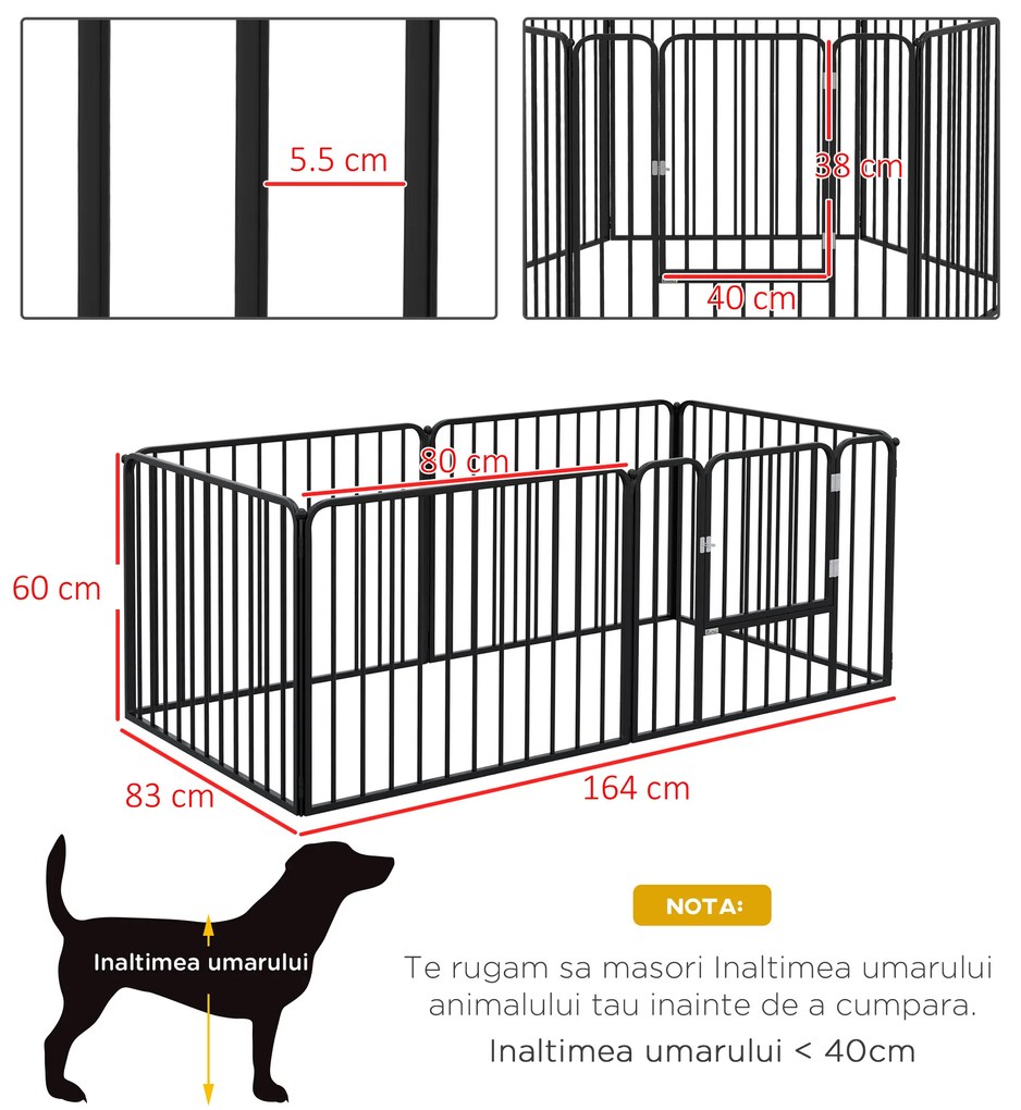 PawHut Tarc de Joaca Rezistent pentru Caini din 6 Panouri pentru Animale de Companie | Aosom Romania