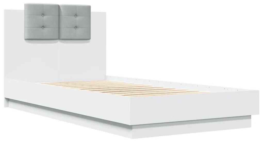 3209975 vidaXL Cadru de pat cu tăblie, alb, 75x190 cm, lemn prelucrat