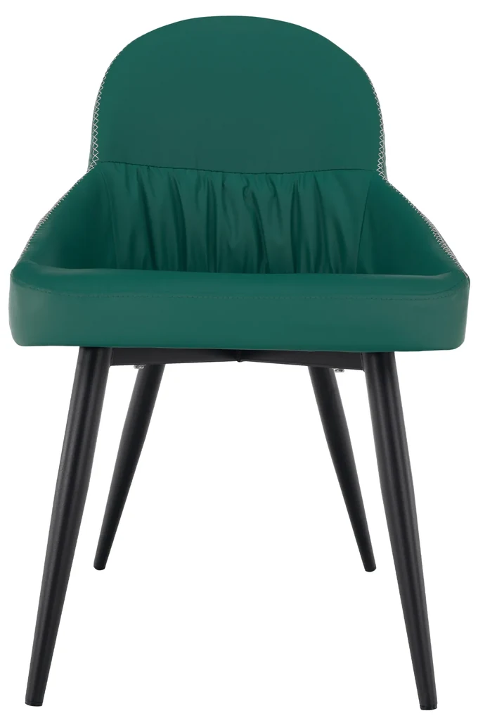 Scaun de masă, piele ecologică verde/metal, KALINA