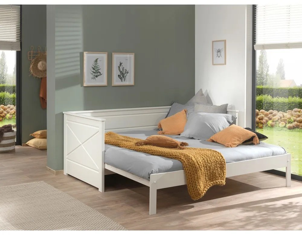 Pat pentru copii alb cu extensie suplimentară 180x200/90x200 cm PINO – Vipack