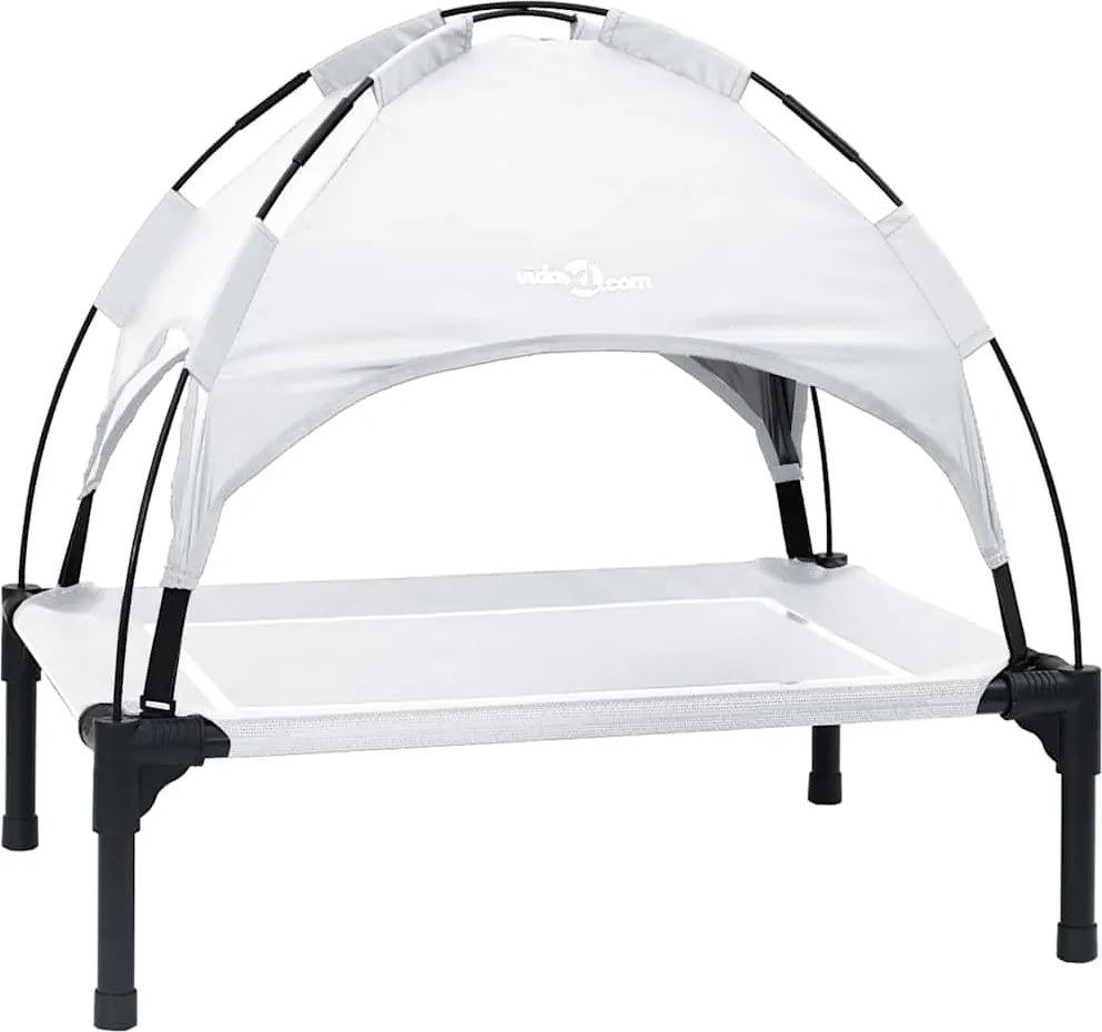 vidaXL Pat pentru câini Manual Gri argintie 63 x 49,5 x 60 cm Oțel