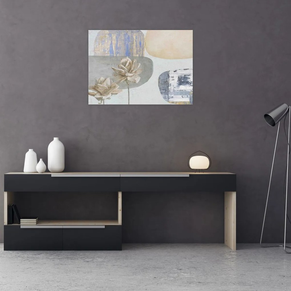 Tablou - Pictură flori și texturi (70x50 cm)