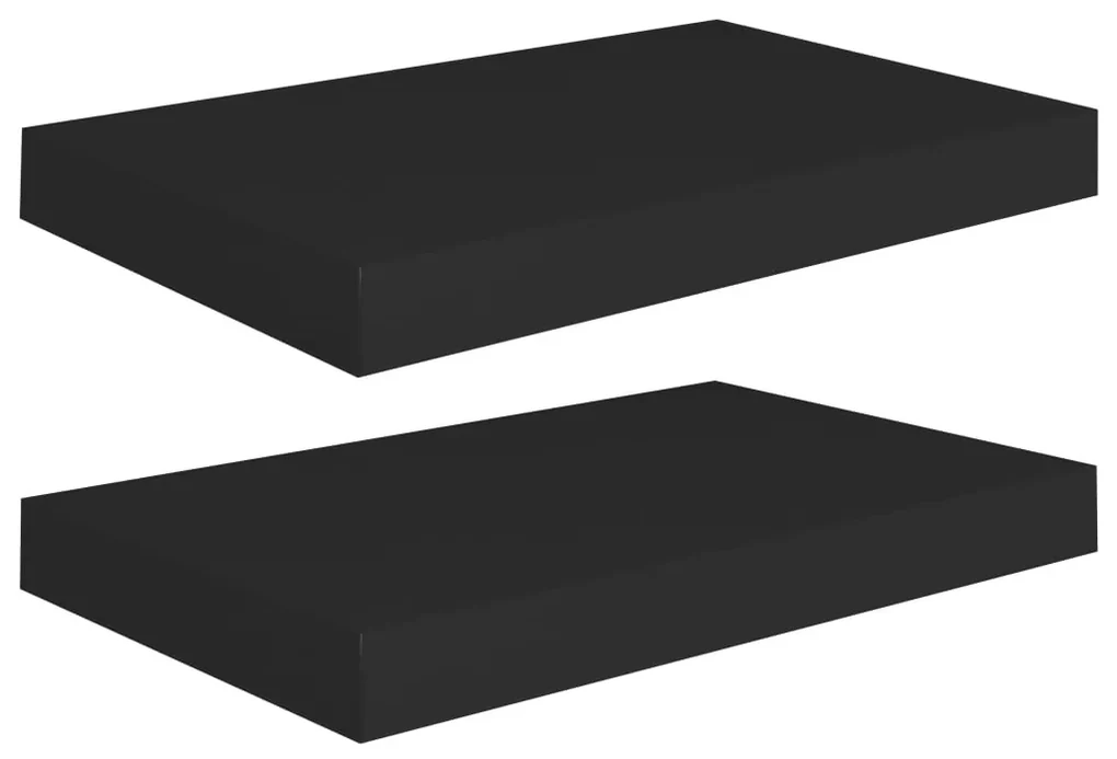 323827 vidaXL Rafturi de perete suspendate 2 buc., negru, 40x23x3,8 cm, MDF