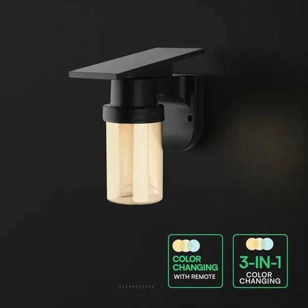 Lampă de perete LED Sol LED/3,7V 2700/3200/5000K IP54 1800 mAh negru/bej fumuriu + telecomandă