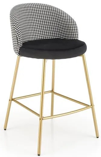 Scaun de bar tapitat H113 alb/negru