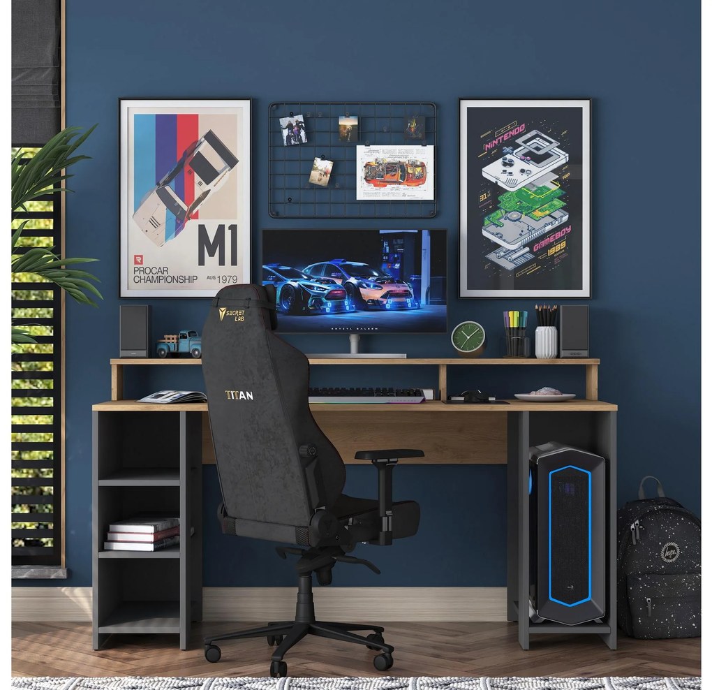 Masă PC Sikine 4 (Nuc + antracit) . 1095012