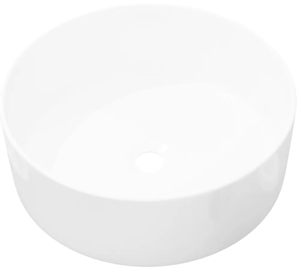 Chiuveta de baie din ceramica, rotunda, 40 x 15 cm, alb Alb