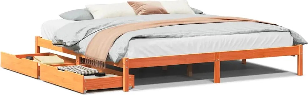 vidaXL Cadru de pat fără saltea, maro ceruit 180x200 cm lemn masiv pin