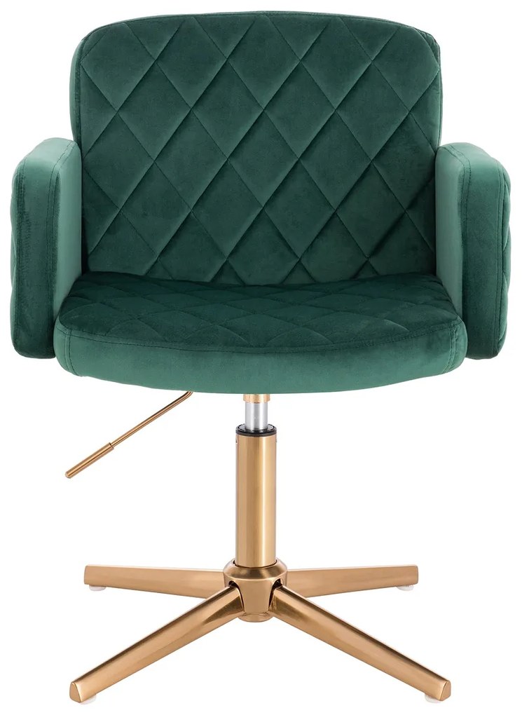 HR802CROSS Scaun Verde din Catifea cu Bază Aurie