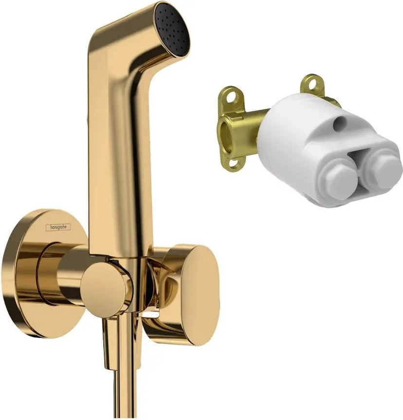 Set dus igienic cu corp ingropat Hansgrohe Bidette S EcoSmart 1 jet auriu lucios