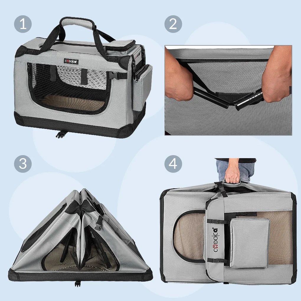 Deuba Geanta portabila pentru caini XXL 90x61x65cm - gri
