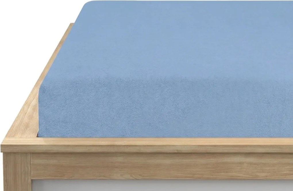 Cearsaf elastic din fleece MOLTON albastru deschis 90 x 200 cm