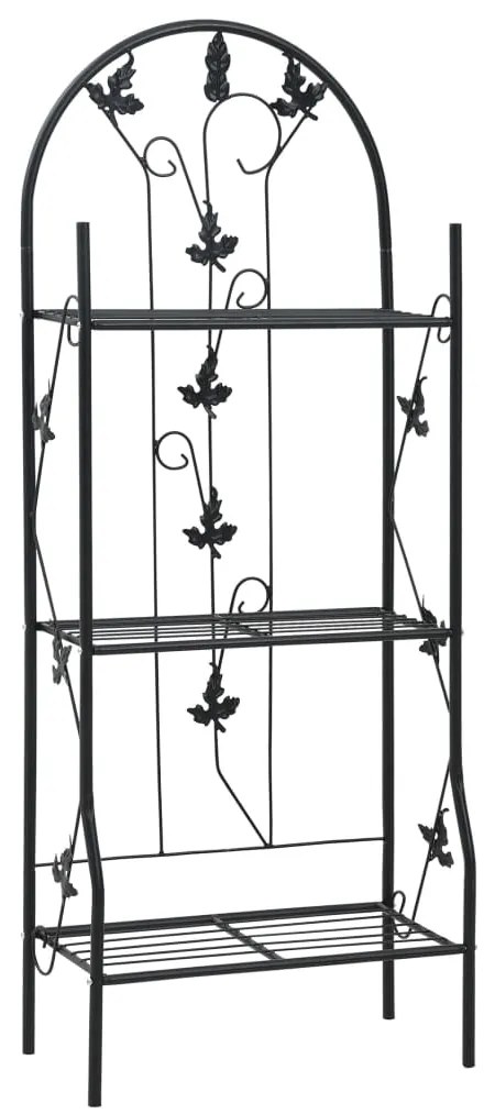 vidaXL Suport de plante, 3 niveluri, negru, 52 x 28 x 128 cm, fier