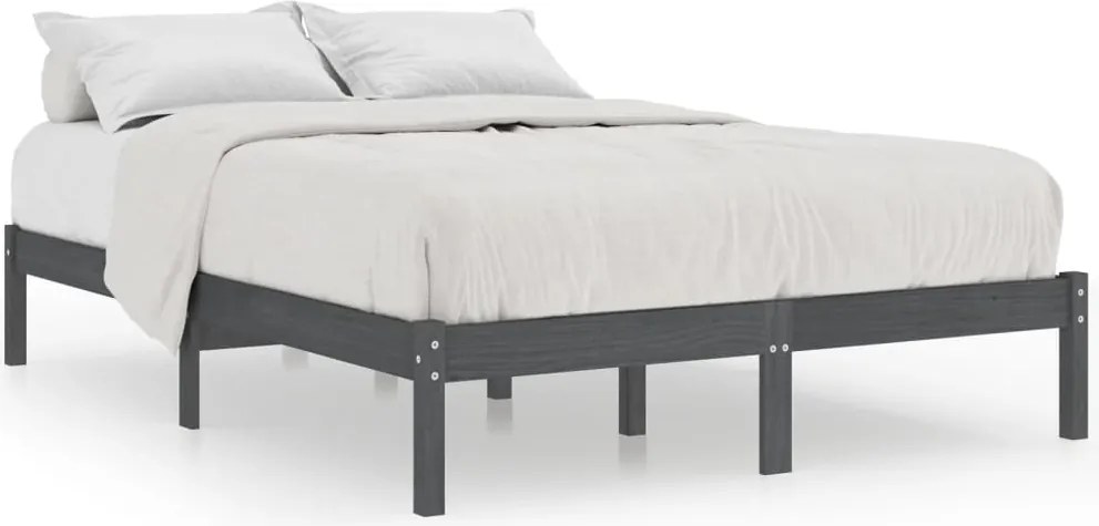 vidaXL Cadru de pat, gri, 200x200 cm, lemn masiv de pin