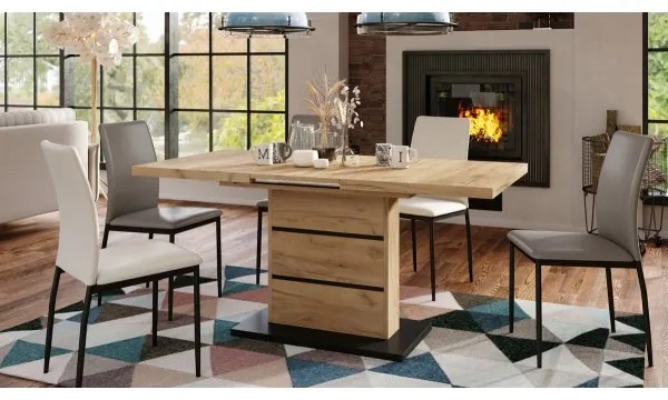 Masă extensibilă PAOLO stejar craft/negru