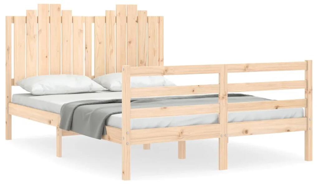 3194156 vidaXL Cadru de pat cu tăblie, dublu, lemn masiv