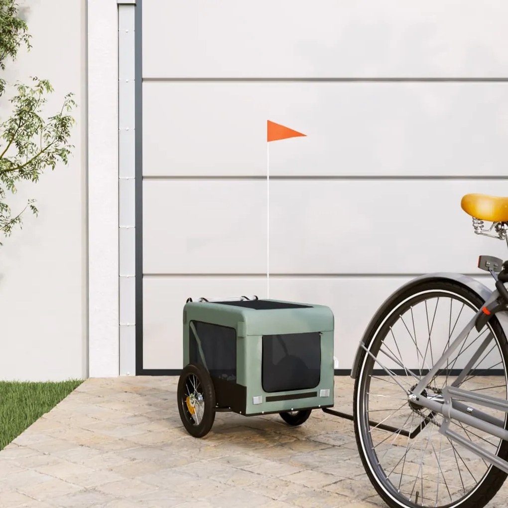 vidaXL Remorcă bicicletă animale companie gri/negru textil oxford/fier