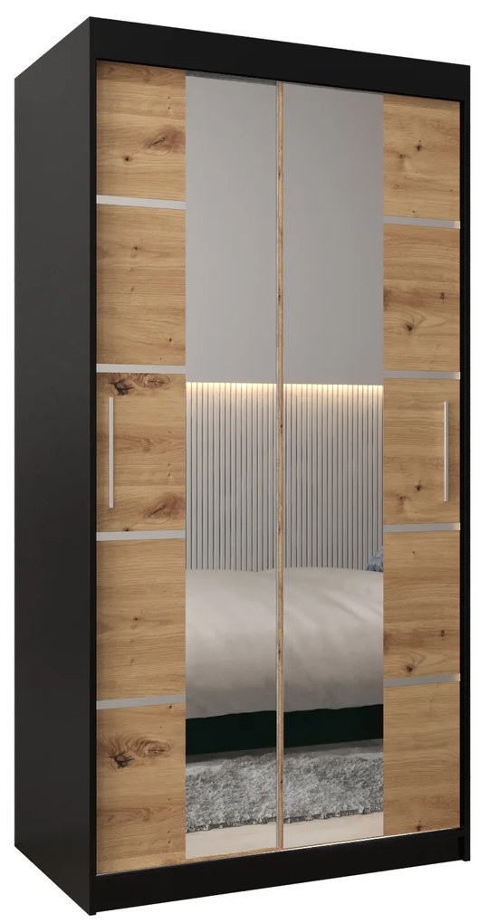 Dulap de haine 100 cm Verika 4 100 (negru + stejar artisan). 1064252