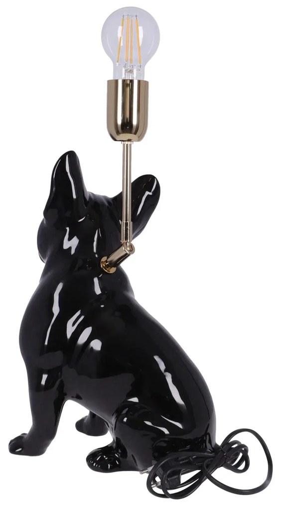 Lampa ceramica Bulldog Negru lucios h 35 cm