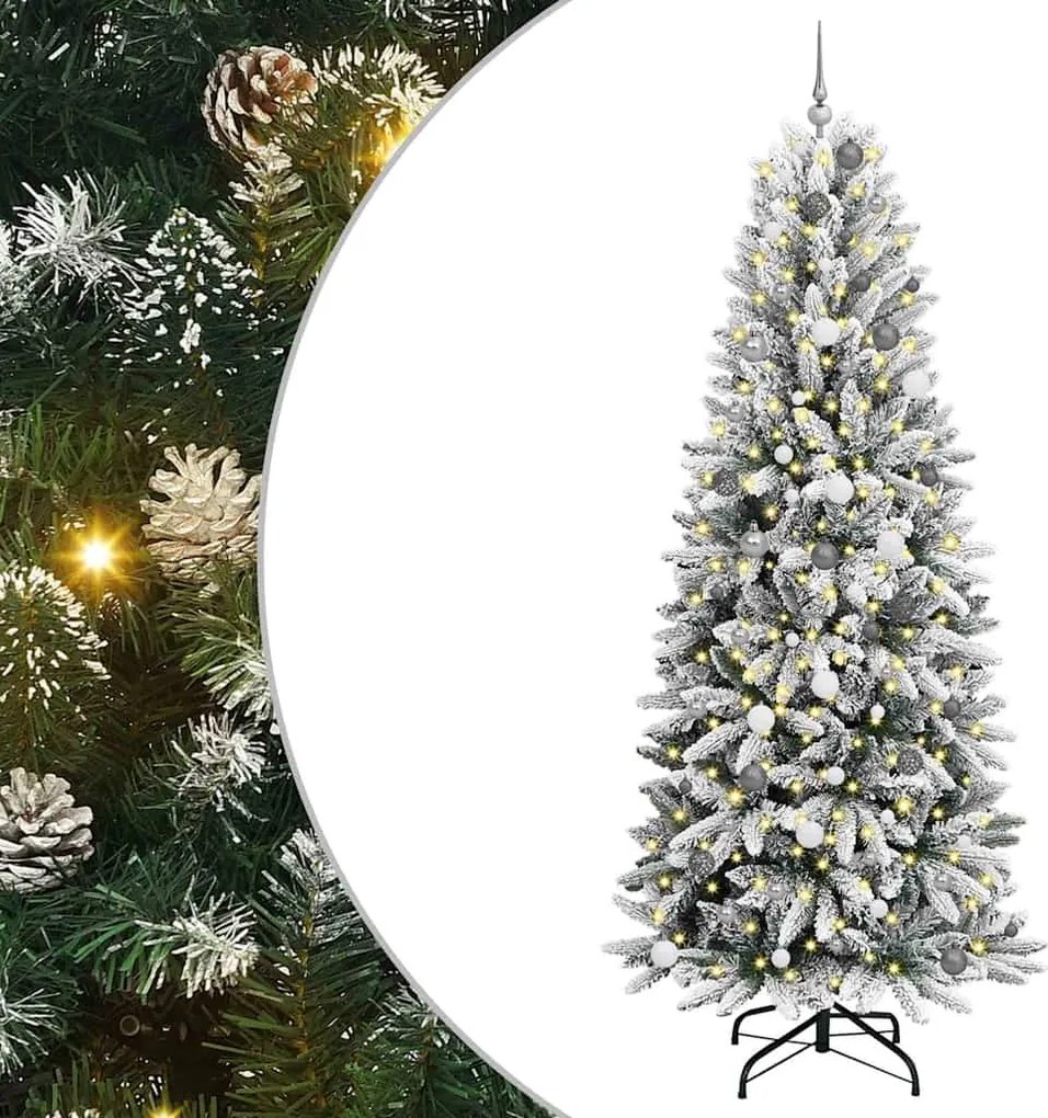 vidaXL Brad de Crăciun artificial cu 300 LED cu suport Alb 240 cm