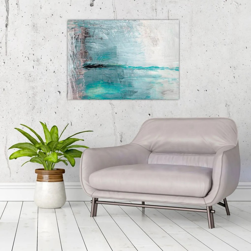 Tablou pe sticlă - pictură abstractă în ulei (70x50 cm)
