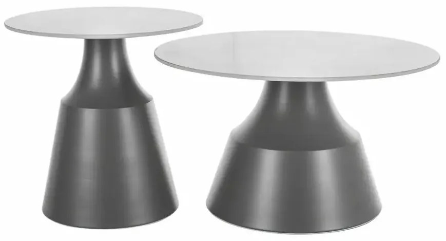 Set 2 mese de cafea Itaka alb/gri ø50/ø70