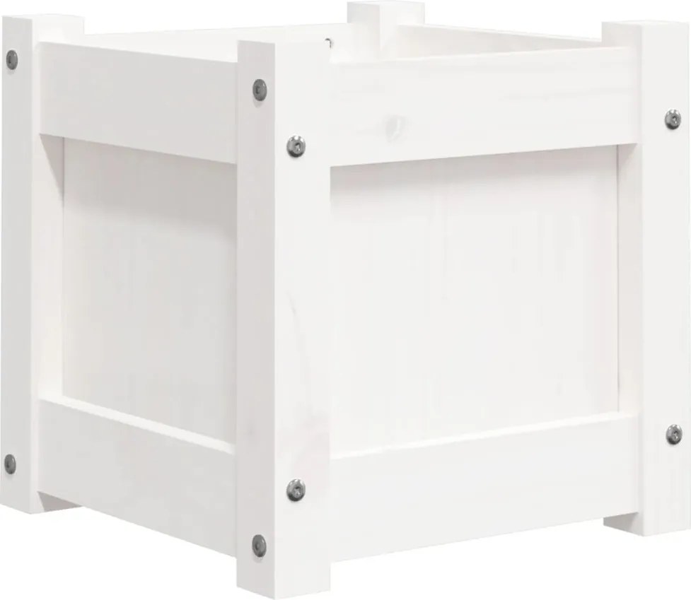 vidaXL Jardinieră de grădină, 31x31x31 cm, alb lemn masiv de pin