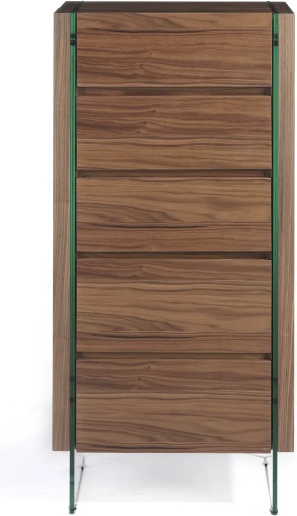 Dulapior elegant cu 5 sertare, design deosebit Aurore AC-CP1803-A-NOGAL