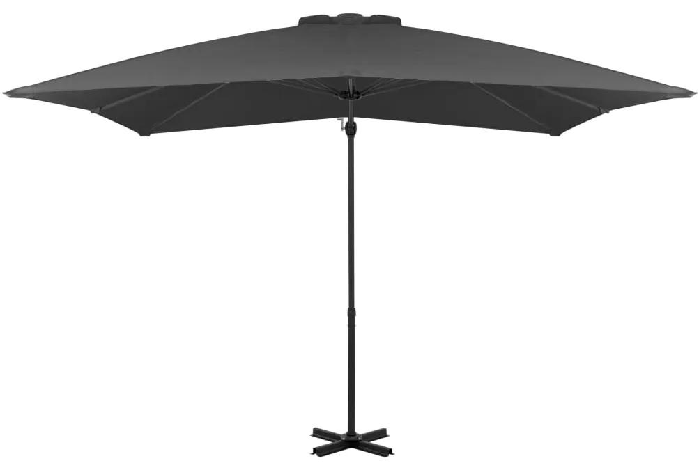 Umbrela suspendata cu stalp din aluminiu, antracit, 250x250 cm Antracit, 250 x 250 cm