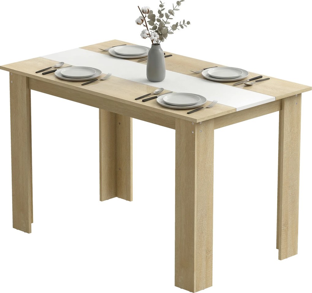 HOMCOM Masă de luat masa masă de bucătărie design modern cu blat mare 2-4 persoane din lemn dim. 120L x 69l x 75H cm | Aosom Romania