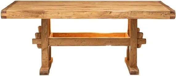 Masa fixa, L200 100 H80 cm, natur antic, lemn masiv