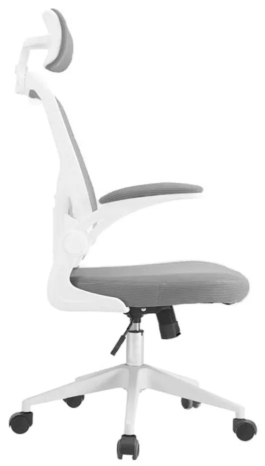 Scaun de birou ergonomic cu suport lombar si tetiera, gri