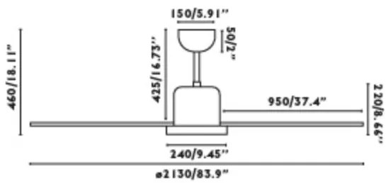 Ventilator de tavan FARO 33465A ANDROS XL crom mat d. 213 cm + telecomandă