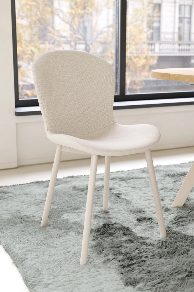 MAZZONI EXPORT FIORA Bej (material Basel 24)/cadru bej - SCAUN MODERN TAPIȚAT PENTRU SALON/SUFRAGERIE LOFT
