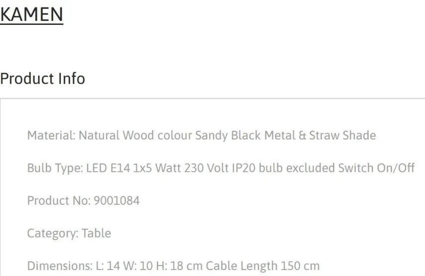 Lampa de masa moderna stil minimalist KAMEN natural