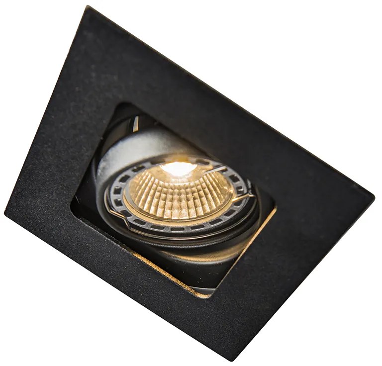 Set de 6 spoturi încastrate pătrate negre reglabile - Artemis