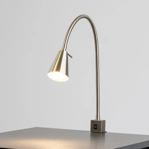 Lampă LED cu clemă, 1x GU10, 4,7 W, 230 V, crom mat