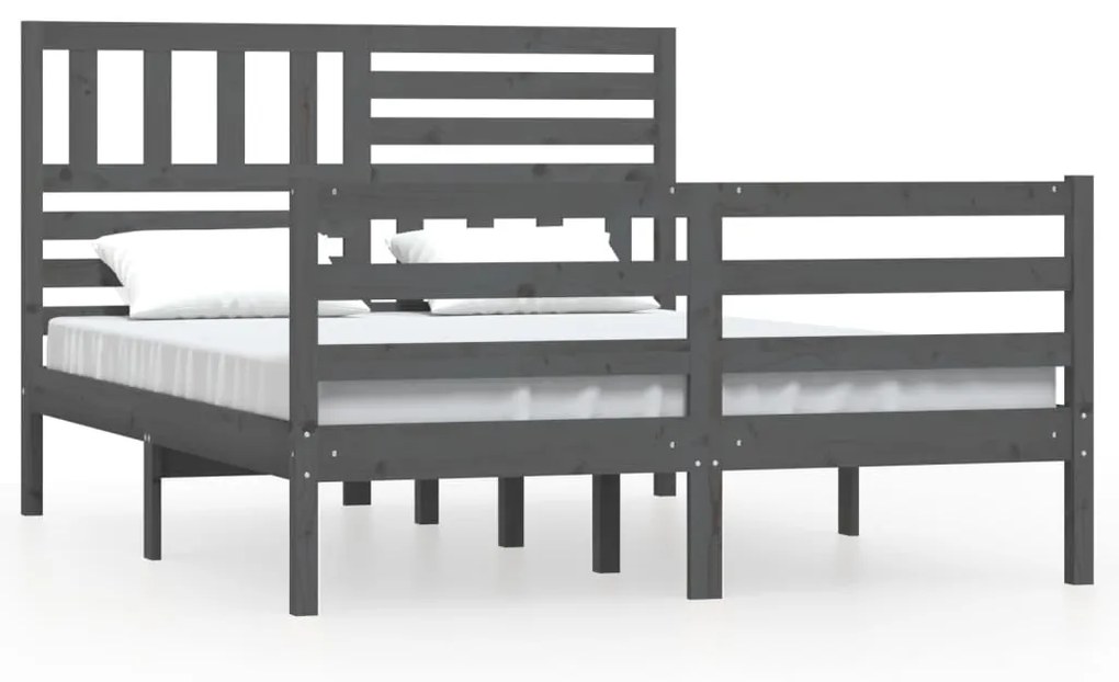 3101100 vidaXL Cadru de pat, gri, 160x200 cm, lemn masiv
