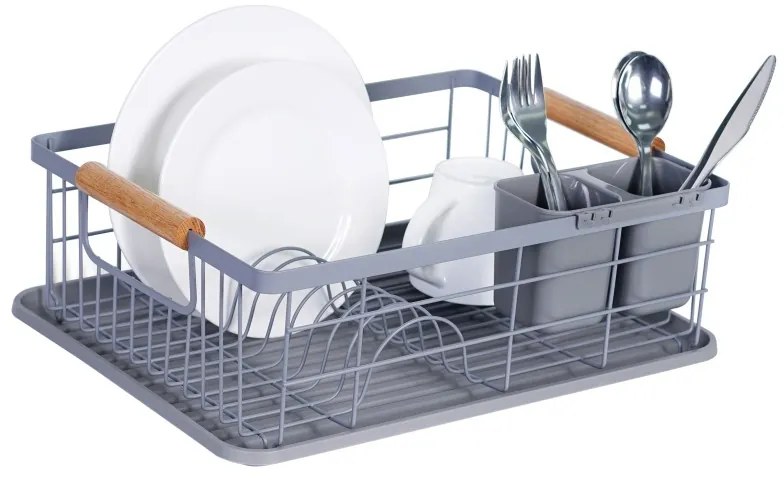 Suport vase metal si plastic cu tava si suport tacamuri 36 x 22 cm
