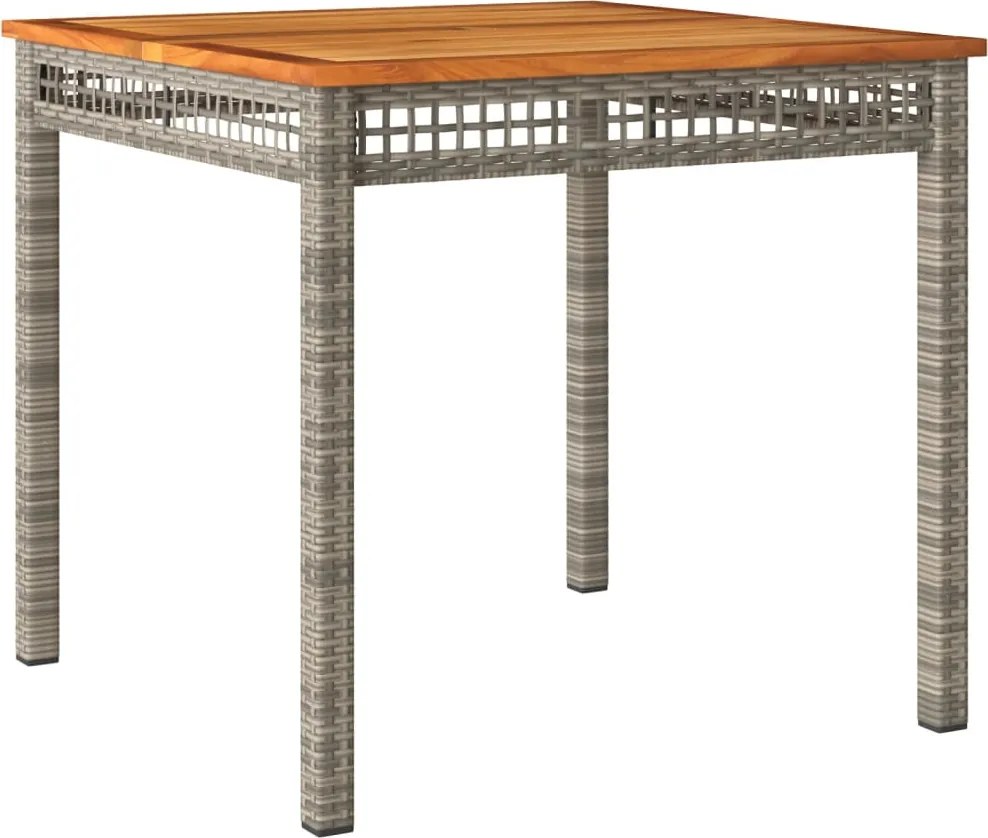 vidaXL Masă de grădină, gri, 80x80x74 cm, poliratan și lemn acacia