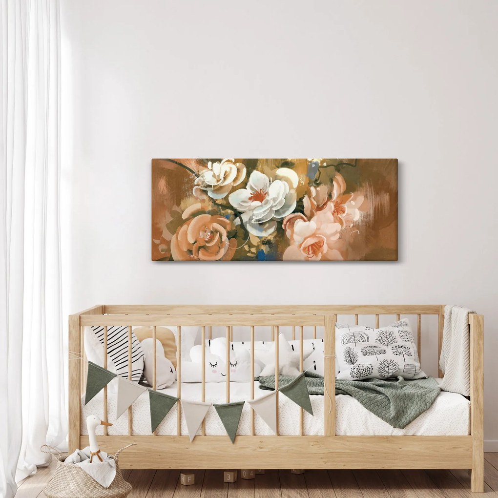 Tablou -Buchet de flori pictat (120x50 cm)