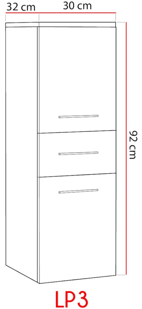 MEBLINE Dulap de baie montat pe perete LUPO LP3 Stejar artisan / Alb gloss