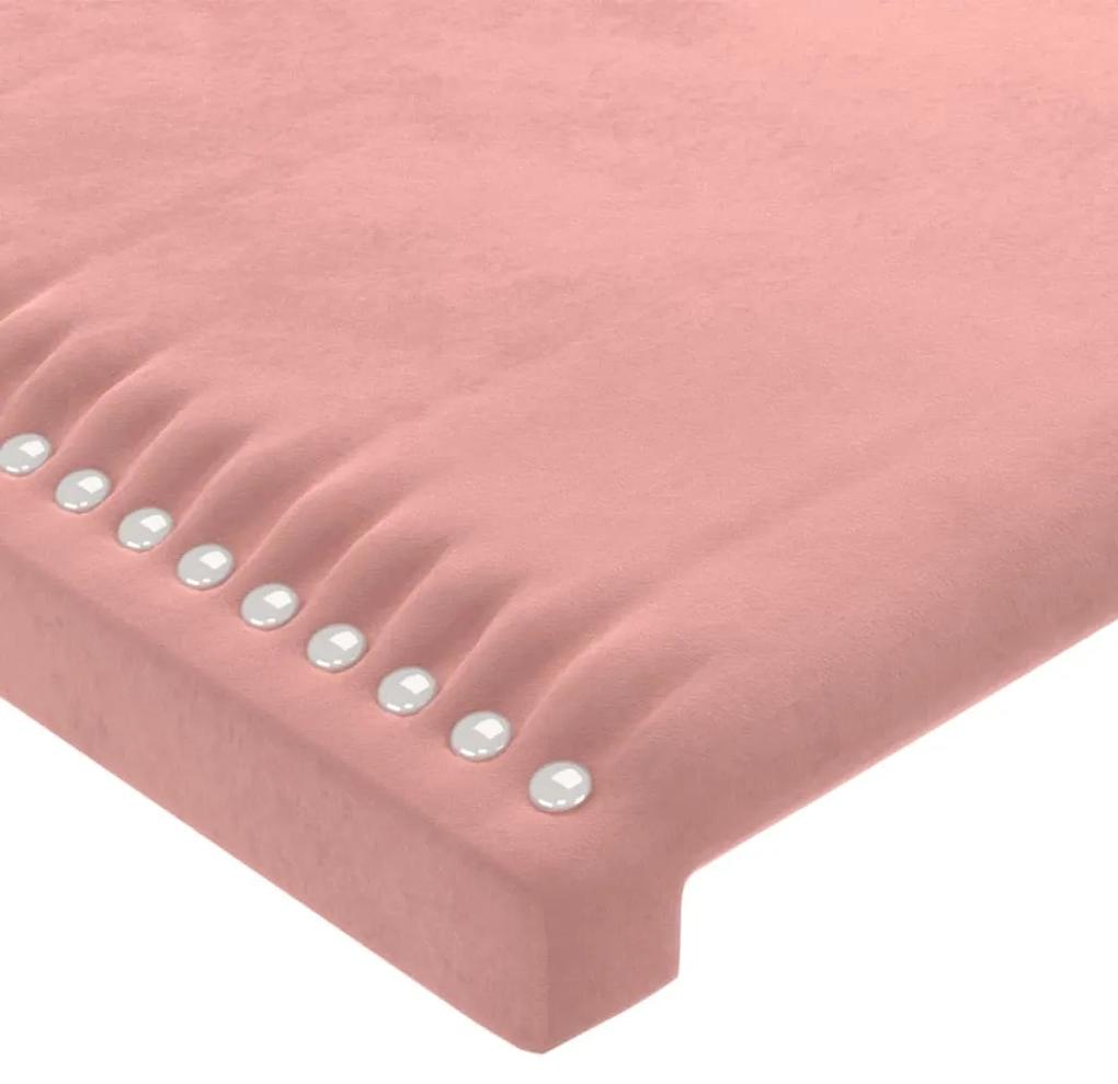 Tablie de pat cu aripioare, roz, 147x23x118 128 cm, catifea 1, Roz, 147 x 23 x 118 128 cm