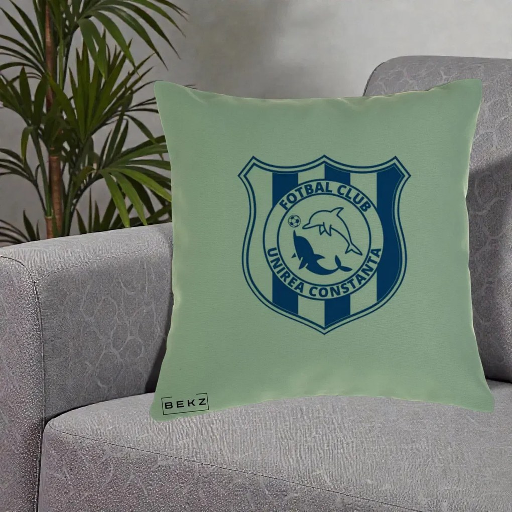 Perna Personalizata FC Unirea Constanta Fotbal, 40x40 cm, Verde, Husa Detasabila, Perna Inclusa, BEKZ®