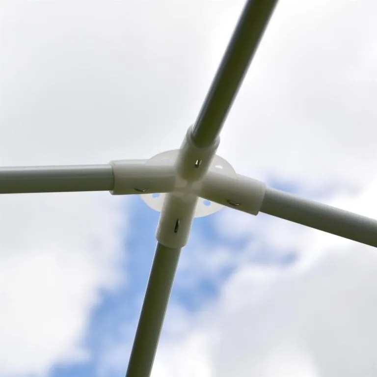 Cort de petrecere 3×3 m - PE alb, 2 laturi cu ferestre, sist