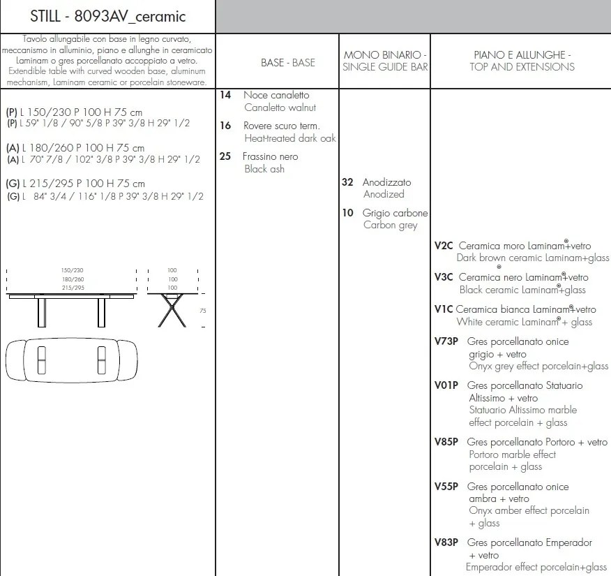 Masa extensibila eleganta design LUX Still 215-295x100cm