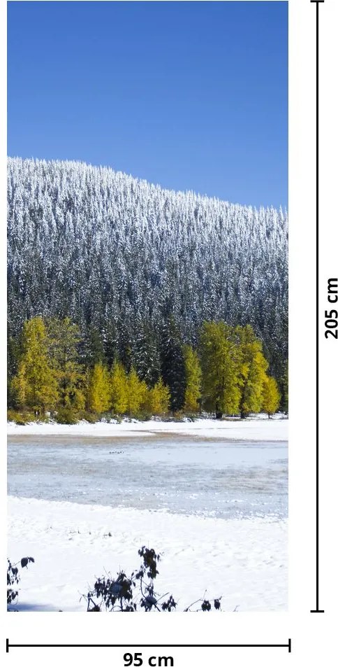 Fototapet pentru ușă - munții înzăpeziți iarna (95x205cm)