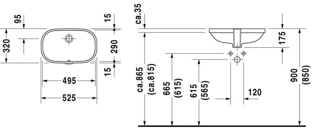 Duravit D-Code lavoar 49.5x29 cm dreptunghiular sub blat alb 0338490000