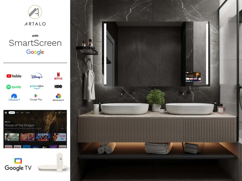 SMART oglindă LED cu iluminare M4 + SmartScreen with Google TV